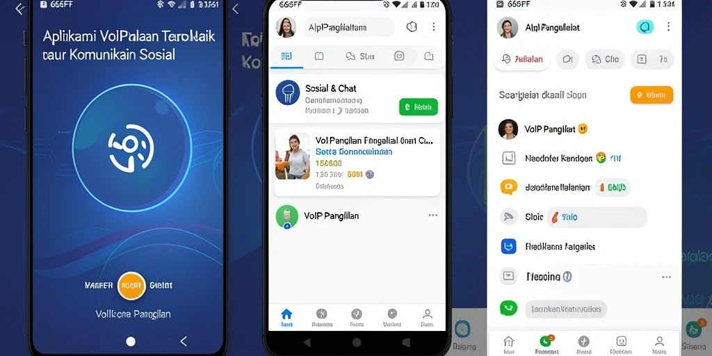 Antarmuka aplikasi 666FF untuk VoIP Panggilan yang modern dan sederhana.