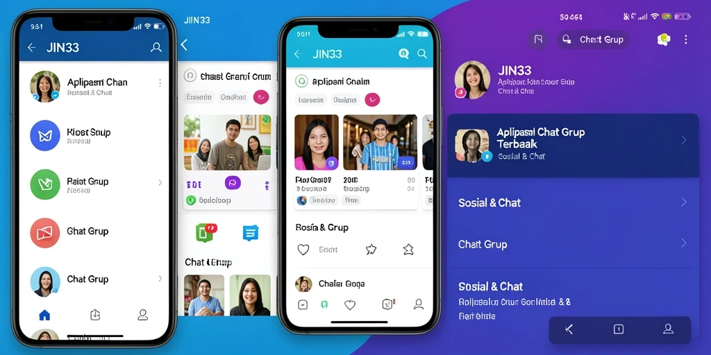Antarmuka JIN33 menampilkan fitur Chat Grup yang interaktif dan menarik.
