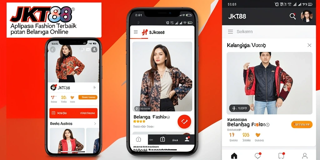 Antarmuka aplikasi JKT88 yang menarik dan mudah digunakan untuk belanja fashion.