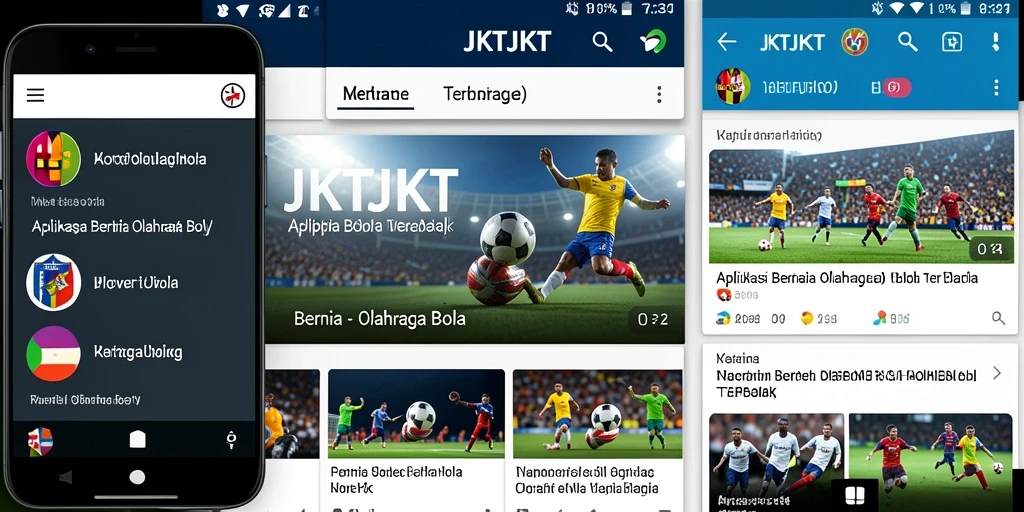 Tampilan antarmuka aplikasi JKTJKT dengan informasi olahraga bola.
