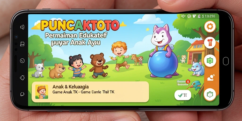 Antarmuka PUNCAKTOTO yang ceria dan interaktif untuk anak-anak.